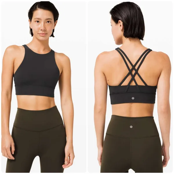 Lululemon Womens High Neck Long Line Strappy Back‎ Workout Energy Bra Size 4 - Image 2