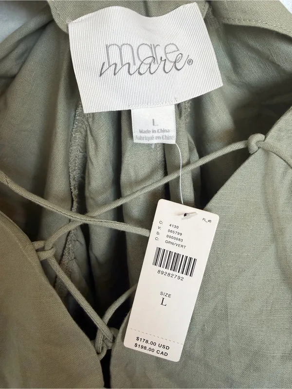 NWT Mare Mare Bubble-Sleeve Lace-Up Midi Dress L - Image 7