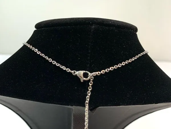 Sterling Silver Green Glass Bead Silver Chain Necklace - Image 5
