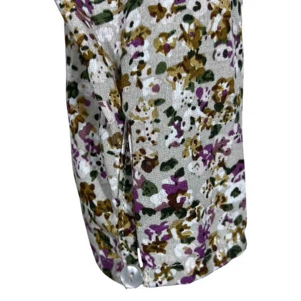 ASTR The Label Ruched Ditsy Floral Blouse Purple Tan Romantic Smocked Size M - Image 4