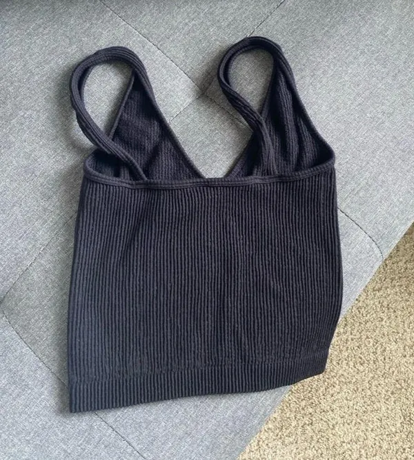 Black seamless ribbed tank Size XS - Image 2