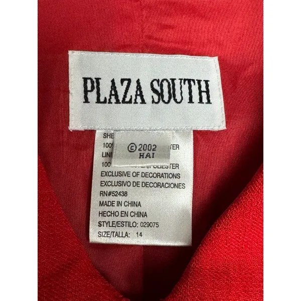 Vintage Plaza South Red Floral Embroidered Zip Up Jacket Size 14 Y2K Feminine - Image 3