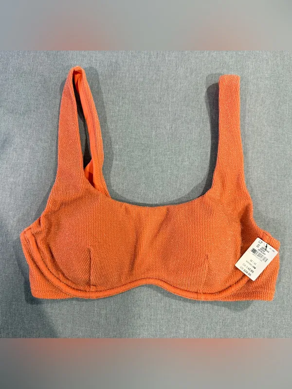 PINK Victoria’s Secret Textured Glitter Bikini Set Orange Coral Medium NWT - Image 7