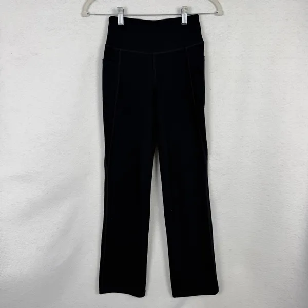Jockey Activewear Pants Womens XS High Waisted Straight Leg Pockets Black - Image 2