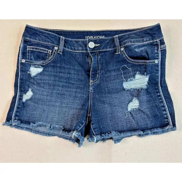 MAURICE'S Distressed Shorts Sz7/8 MidRaw Hem Frayed Thrashed - Image 5