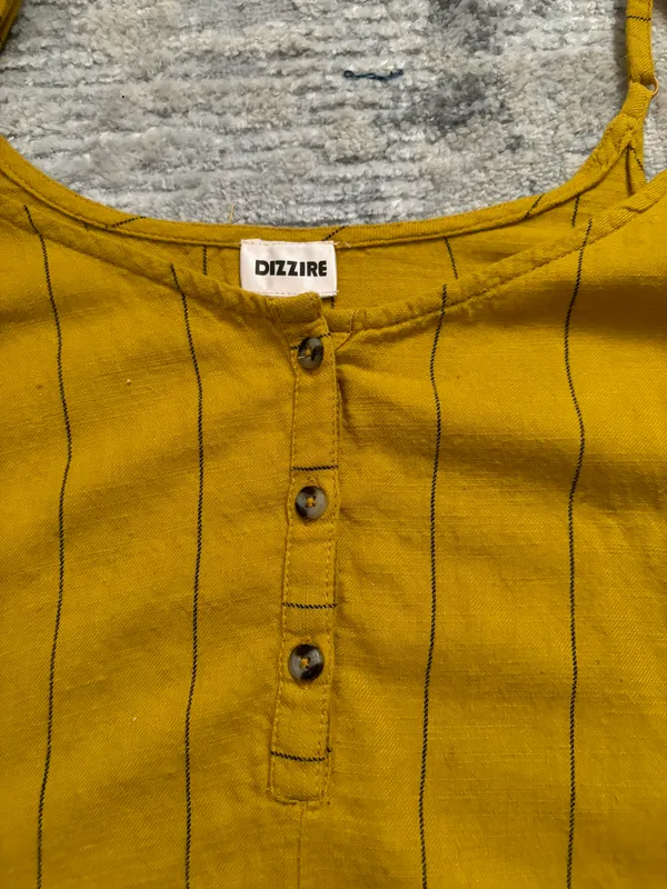 Dizzire Yellow Black Striped Thin Adjustable Strap Crop Top size M - Image 10