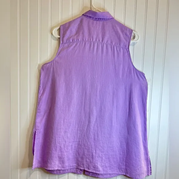 J. Jill Purple women Sleeveless Button-Down Shirt. 100% Silk - Image 2