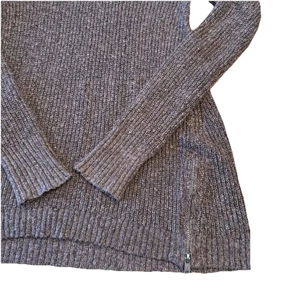 American Eagle Women's Cold Shoulder Brown Knit Sweater Zipper‎ Detailing Sz SM - Image 4
