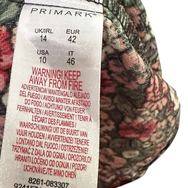 Primark Floral Peplum Blouse Long Sleeve Black Red Green Women’s Size 10 (L)‎ - Image 4