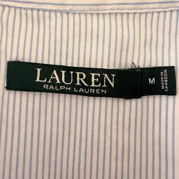 Lauren Ralph Lauren Blue White Stripes Embroidered logo pajama SZ M #2671 - Image 9