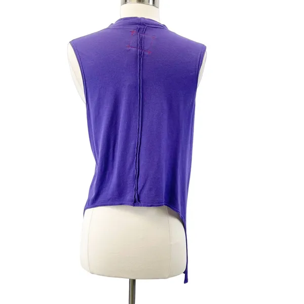 NEW Daftbird Womens XS‎ Sleeveless Cardigan Violet Purple Pockets Jersey Minimal - Image 3