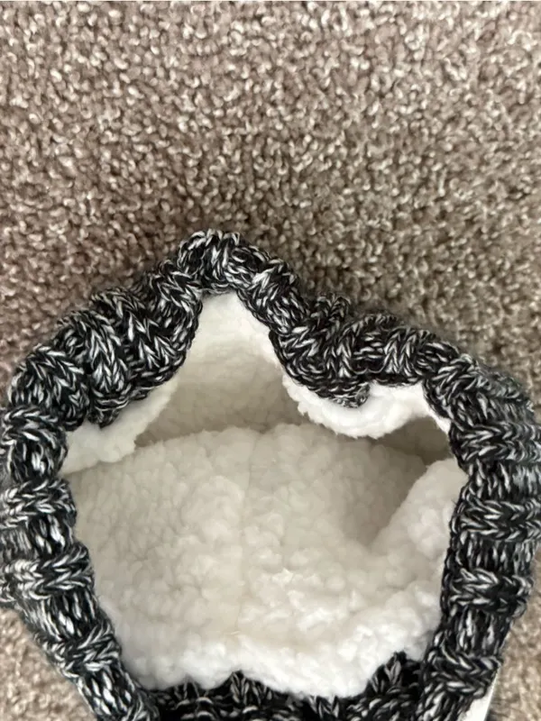 NWT Victoria’s Secret PINK Black White Cable Knit Sherpa Pom Beanie Hat - Image 6