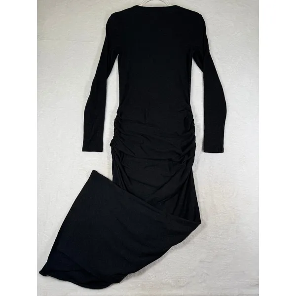 James Perse Standard Black Ruched Long Sleeve Maxi Dress Size 2 Made in USA - Image 11