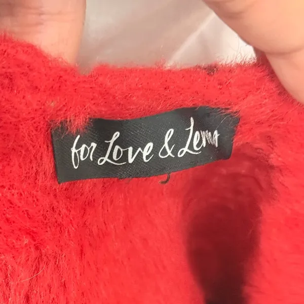 For Love & Lemons Fiona Crop Top Red Fuzzy XXS‎ - Image 5