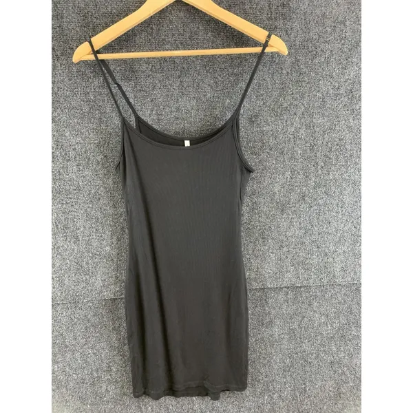 REORIA Women's Black Ribbed Mini Bodycon Dress Spaghetti Strap Size M NWT - Image 2