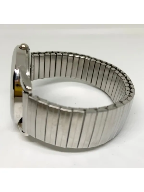 Ltd silver tone black dial quartz analog watch 35mm stretch band 6.5” running - Image 4
