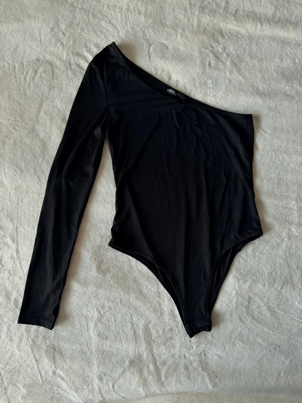 SHEIN Black One Shoulder Bodysuit Medium - Image 2