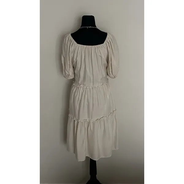Antonio Melani Taylynn Off Shoulder Tiered Mini Dress Yellow Size M Boho Style - Image 3