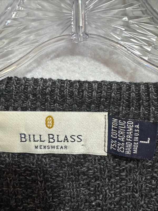 bill blass Vintage Grandpacore Charcoal Waffle-Knit Crewneck Sweater - Image 2