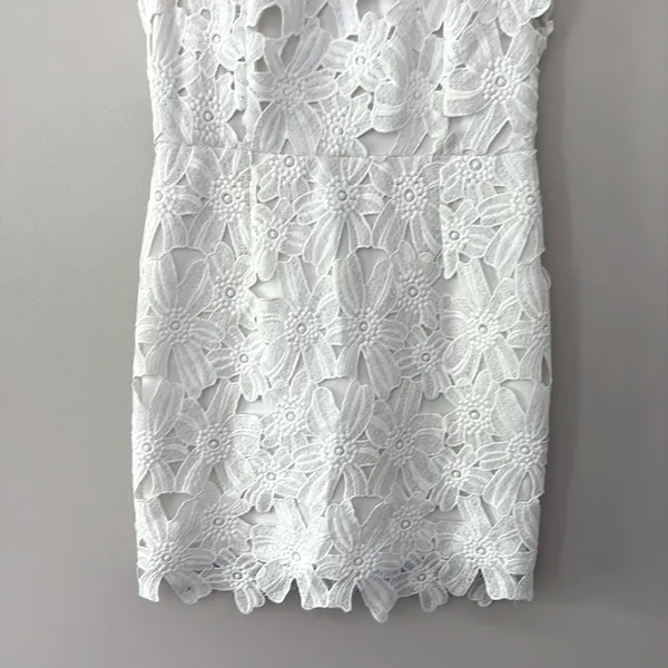 ASTR The Label Tenured Floral Lace Dress‎ Mini Size L White - Image 9