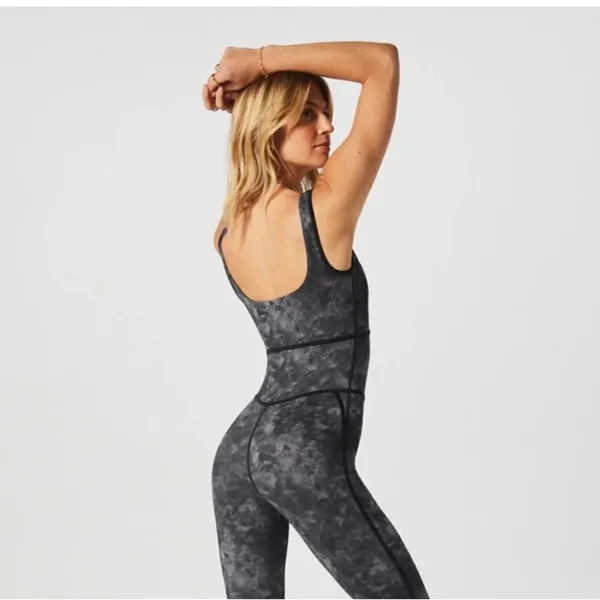 Fabletics NWT Frame PowerHold Black Patterned Jumpsuit Size XS Active Leggings - Image 4