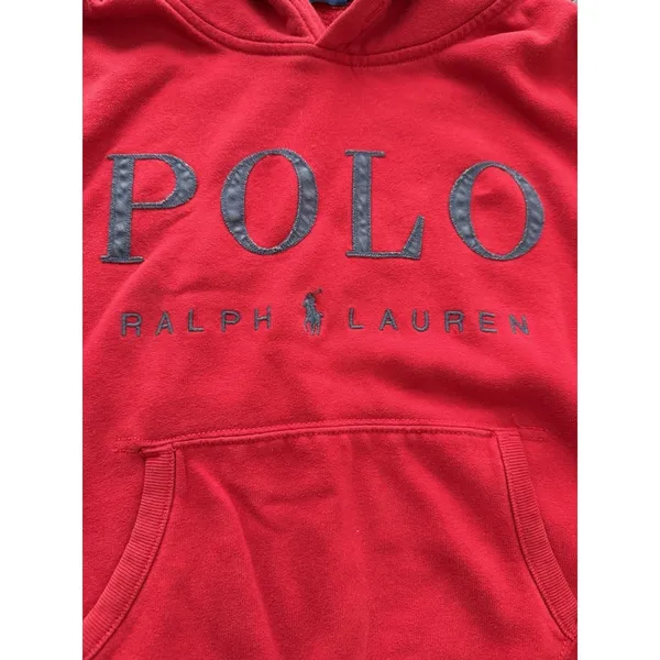 Polo Ralph Lauren Hoodie Womens XS Red Big Spell Out‎ Fleece Sweatshirt #K7-1 - Image 6