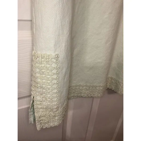 Boutique Mint Green Textured Cotton Shift Dress Crochet Hem Sleeveless Small - Image 5