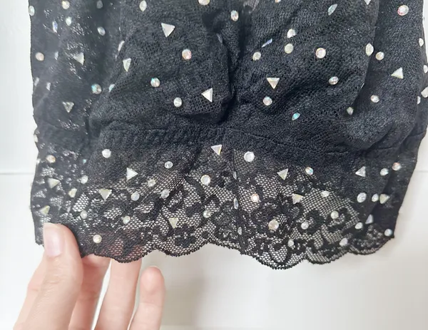 VS PInK black lace rhinestone Bralette - Image 3