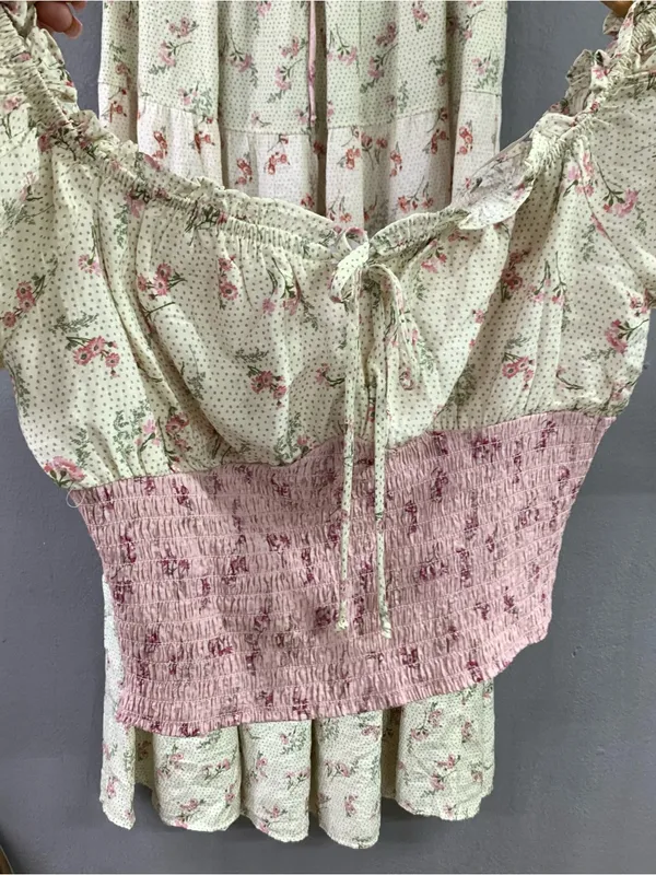 Coastal floral milkmaid 2 pc set dress influencer viral - Image 3