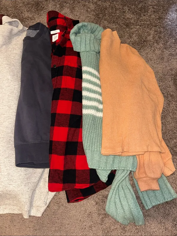 Size large fall/winter sweatshirt, sweater, and flannel bundle - Image 3