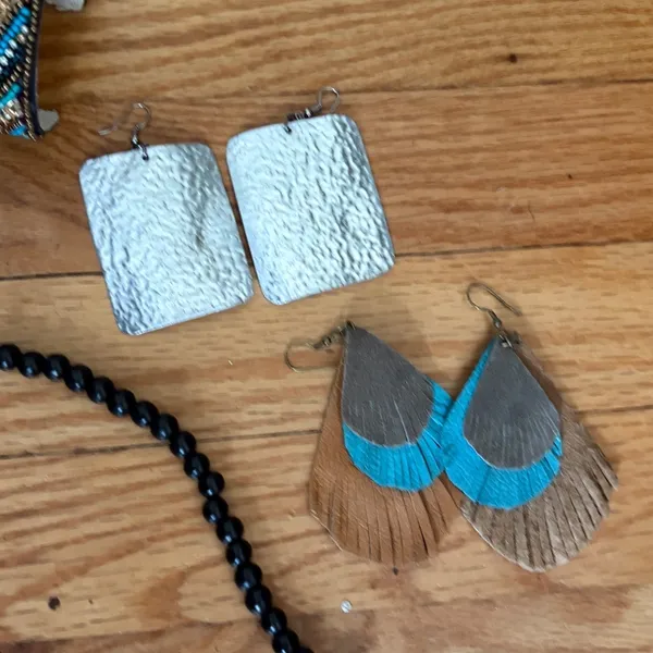 Boho Jewelry Bundle Multi Strand Necklace Beaded Cuff Leather‎ Wrap Earrings Lot - Image 4