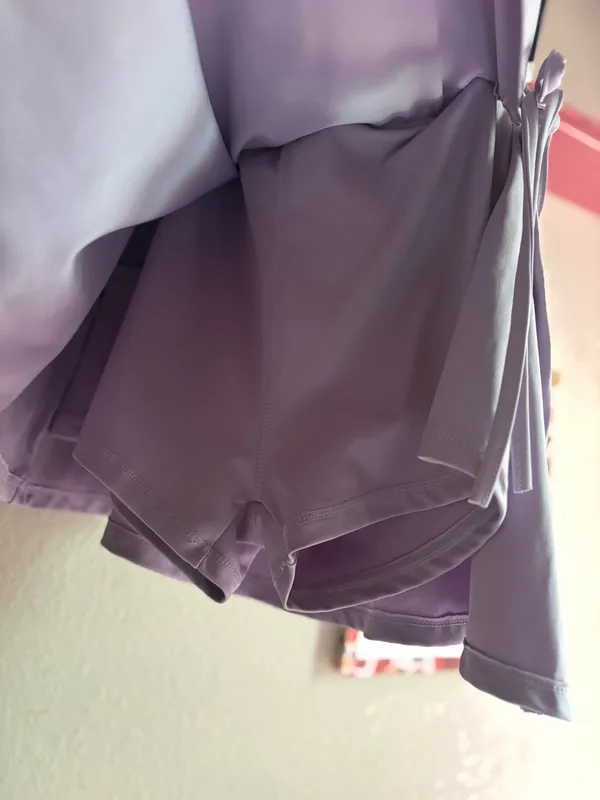 Pastel Lavender Side Tie Wrap Mini Skort Shorts Purple Size M - Image 3