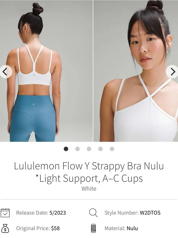 Lululemon Flow Y Strappy Bra Nulu 14 women in white - Image 4