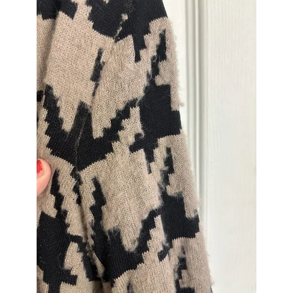 Ann Taylor Wool Blend Houndstooth Open Front Cardigan Sweater S Pockets Cozy - Image 7