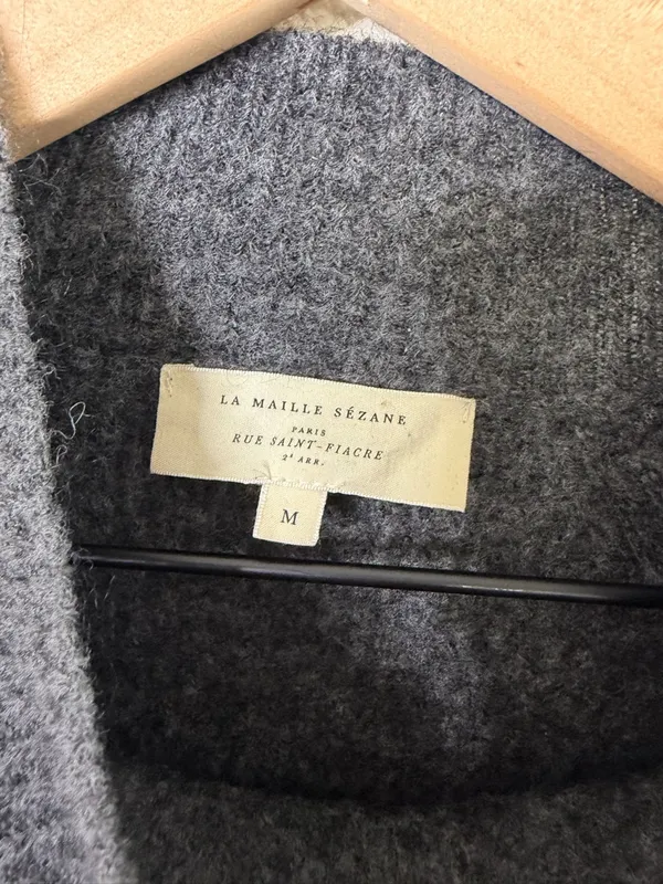 Sezane Trudy Sweater Mohair Wool Melange Gray Womens Size M - Image 7