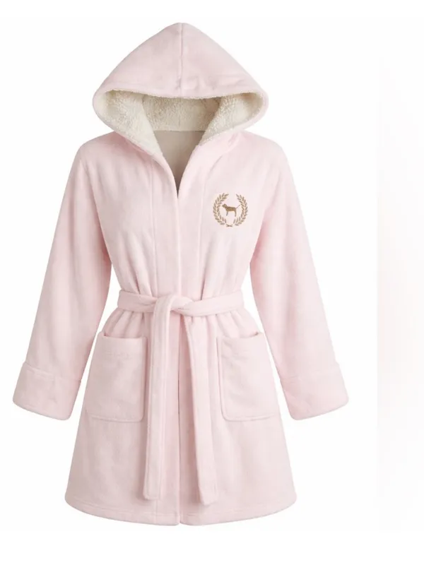 Victoria’s Secret Pink Gold Sequins logo Sherpa Bathrobe - Image 4