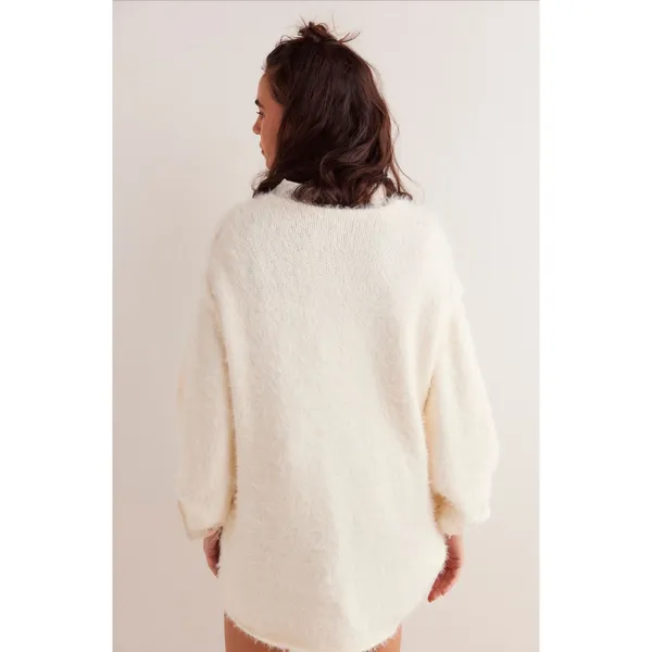 Free People NWT Sparrow Pullover Sweater Ivory Size M Oversized‎ Cozy Winter Top - Image 2