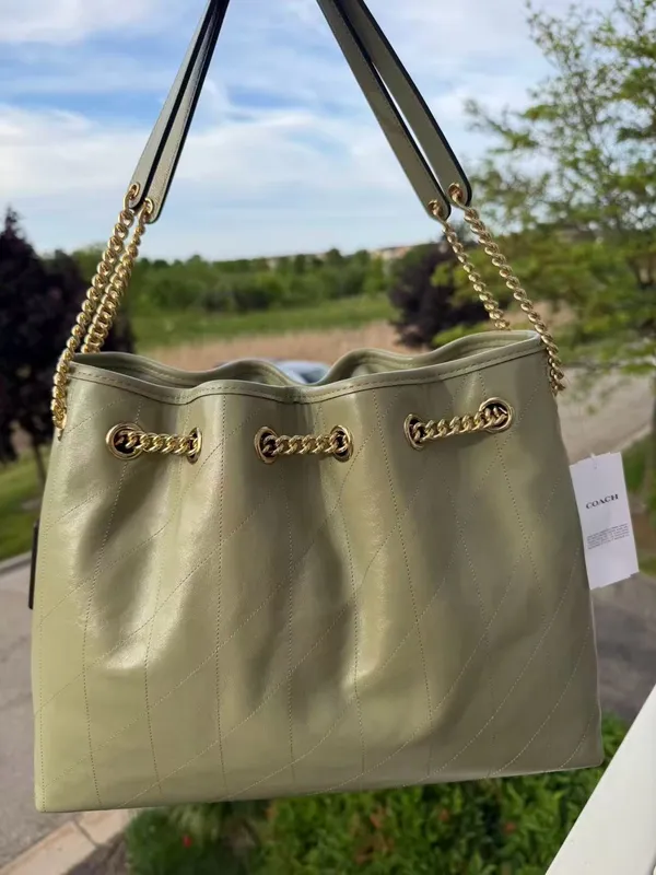 nwt coach Evelyn Shoulder Bag With Quilting gold/pistacho，cdr00 - Image 2