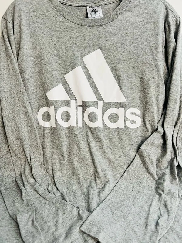 Adidas Men’s Gray Long Sleeve Tee Shirt - Image 2