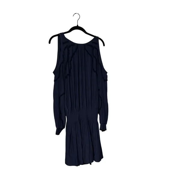 Ramy Brook Navy Taima Smocked Long Sleeve Mini Dress Size Medium - Image 2