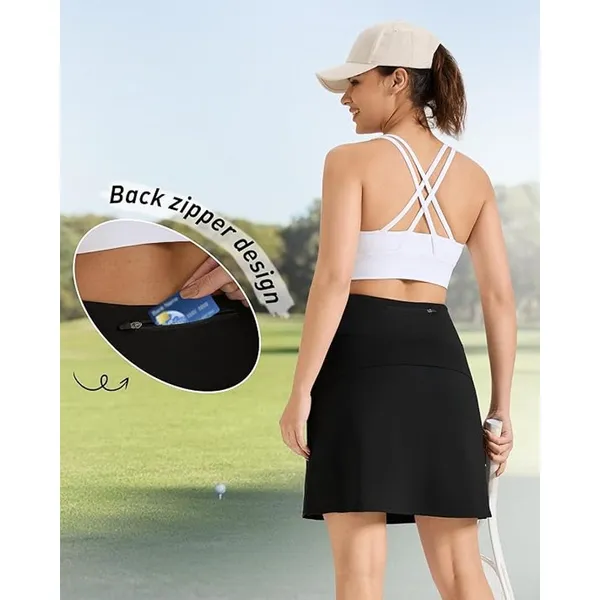 NWT ~ Women's Black 19" Knee Length Skort Pocket Golf Tennis Skirt ~ SMALL - Image 2