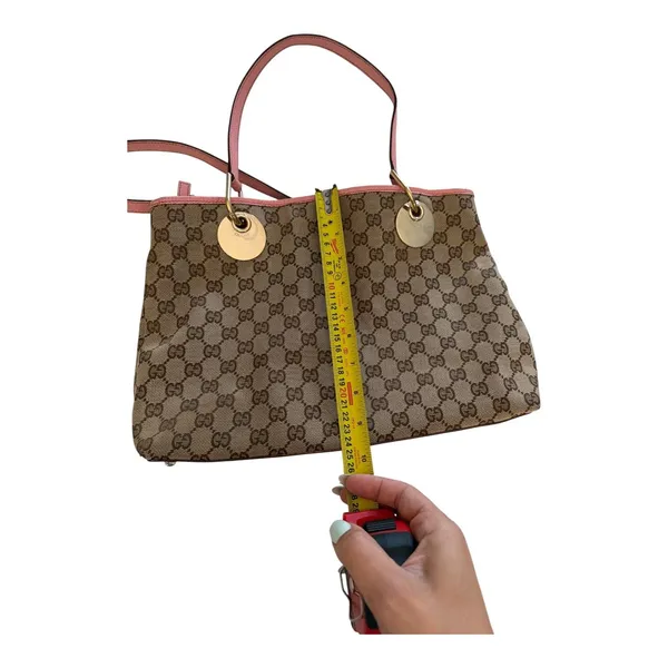Gucci Vintage GG Canvas Tote Bag 120837 Pink Leather Gold Hardware Entrupy Auth - Image 14