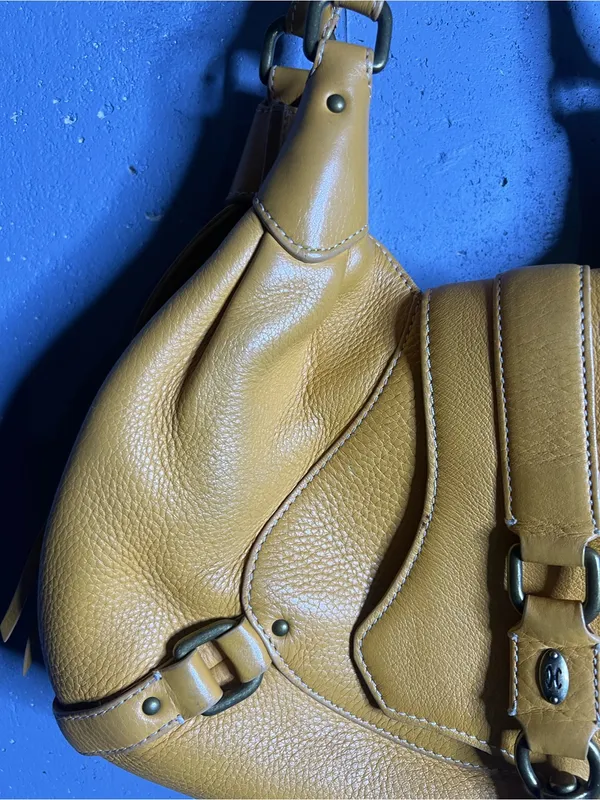 Cole Haan Beige Yellow Pebble Leather Purse Bag - Image 4