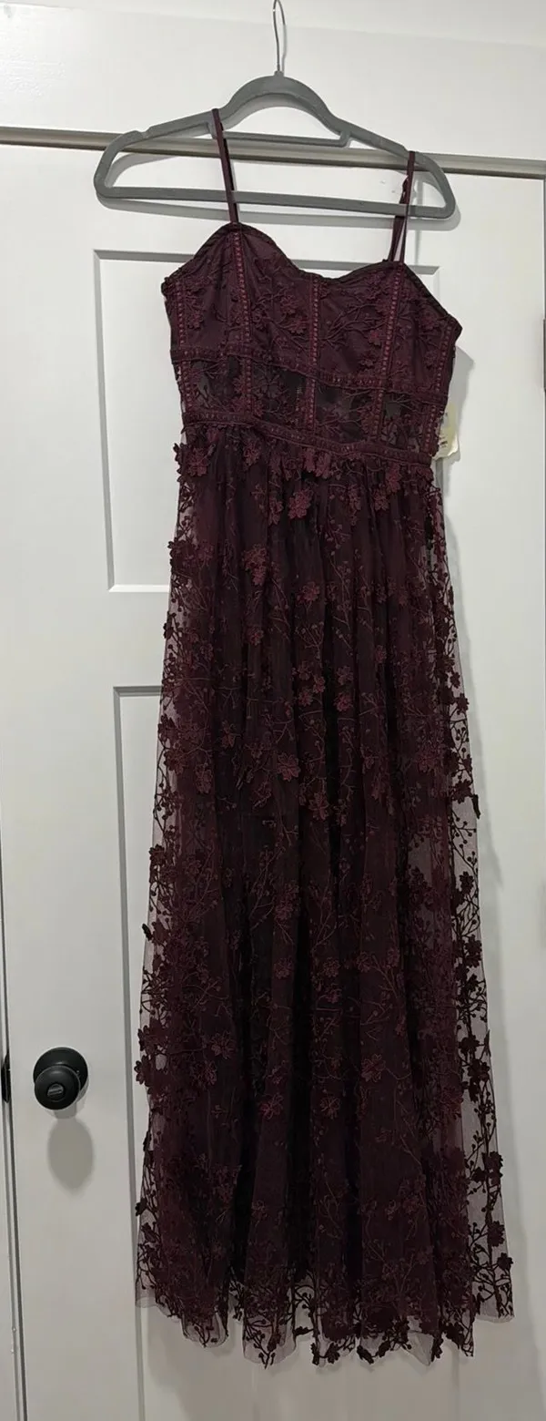 Altar'd State Burgundy formal corset prom dress - Image 3