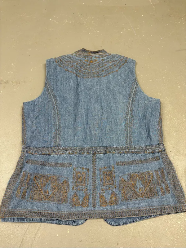Cold Water Creek Vintage Grandma Core Denim embroidered Jean Vest Women’s 1X - Image 6