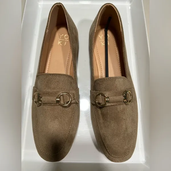 NEW YOKI Tan Faux Suede Loafer Flat 8 - Image 7