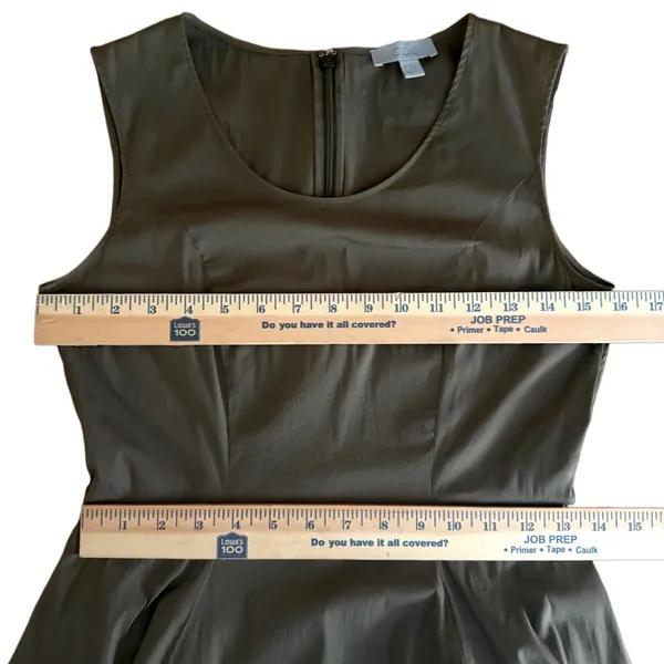 COS Midi Dress Olive Green Size 4 Pockets Cotton Poplin A Line Swing Minimalist - Image 7