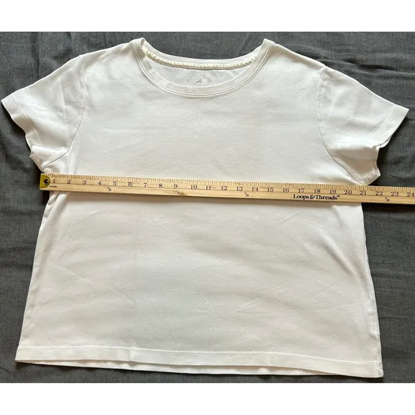 White Stag Women XL White Short Sleeve Crew Neck 100% Cotton T-Shirt - Image 3