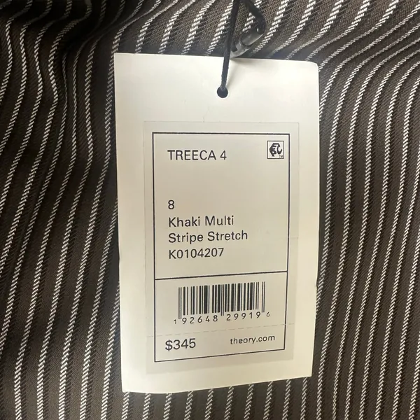 Theory Khaki Stripe Stretch Pant NEW - Image 4