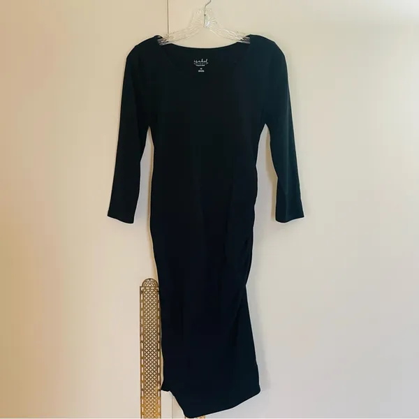 Isabel maternity black long sleeve ruched dress size XS - Image 2